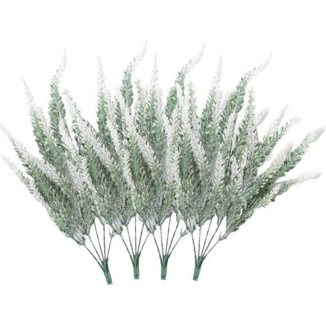 4 bouquets de fleurs artificielles floqué fleurs artificielles plante de lavande fleurs artificielles décoration en pot (blanc) (1/5)