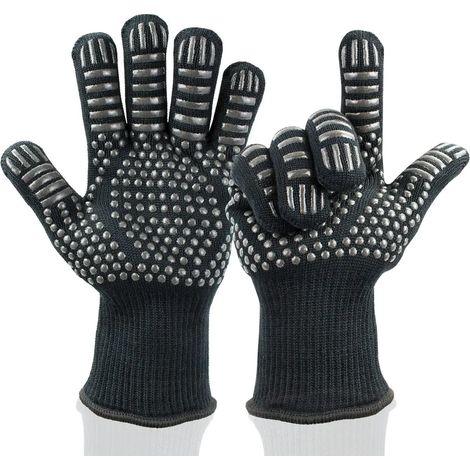 Gants de cuisine résistants à la chaleur Gants de four résistants à 800 degrés pour la cuisson, le barbecue, la cuisine, BBQ (1/5)