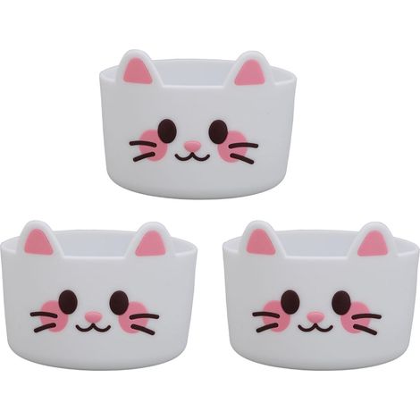 Lot de 3 bottines d'eau en silicone en forme de chat - Coque anti-rayures pour bébé et bouteilles d'eau (blanc) (1/5)