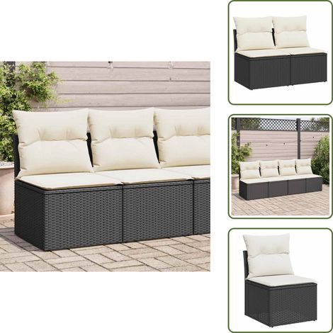 The Living Store Set Divani da Giardino con Cuscini 2 pz Nero Polyrattan Acacia - Seduta da giardino