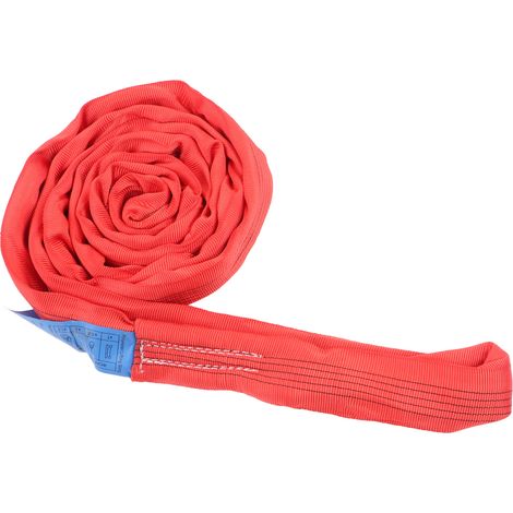 Sangle de levage élingue polyester rouge 5T 2M flexible boucle double oeillet renforcée pour grue manutention port navire (1/5)