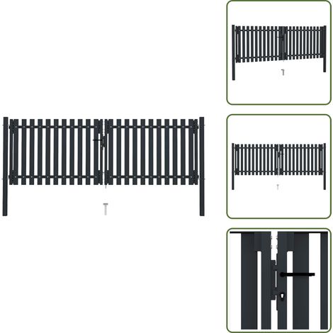 Doppelflügel Zauntor Stahl 306x150 cm Anthrazit - Doppelflügeltor - Zaun - Metalltor - Stahltür - Gartentor