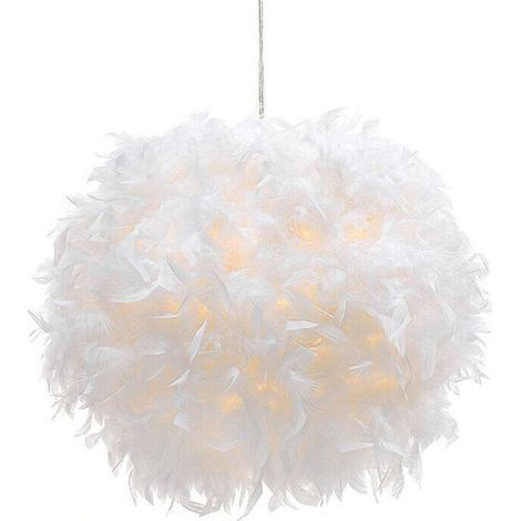 Abat-jour Plume pour Lumière de Pendentif Lustre de Plafond, Abat-jour pour lampe suspendue ou lampe de table, Décoration pour Chambre à Coucher, Salon et Mariage, Réducteur Inclus, 30 cm (1/5)