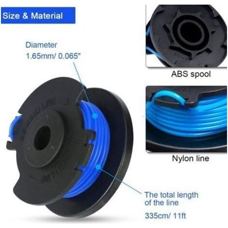 Bobines de Remplacement Ligne pour Ryobi Weed Eater 18v, 24v, 40v Coupe-Bordures sans Fil, remplace AC14RL3A, 1,65 mm/0,065\\ (1/5)