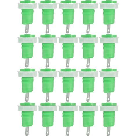 20 Pièces Bornes de Masse en Laiton 4mm, Connecteurs de Terre Soudables, Adaptateurs Prise Banane Sécurisés 1KV 32A Vert (1/5)