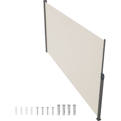 Storez latéral rétractable 160x300cm, écran d'intimité extérieur, polyester 180g déperlant, anti-UV 30+, séparateur de pièce coupe-vent pour terrasse, jardin, balcon, beige (1/5)