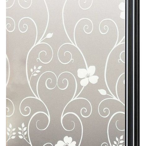 Pellicola oscurante per finestre, pellicola decorativa per finestre, protezione UV, 40x200 cm, fiore bianco (1/5)
