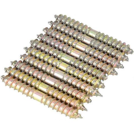 Lot de 10 vis à tête bombée double extrémité pour fixation de meubles, goujons et tiges de 6 x 50 mm