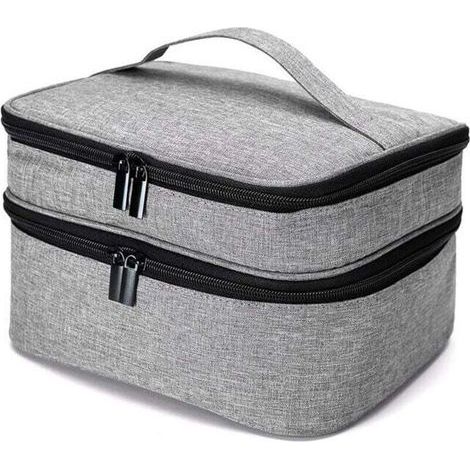 Sac de couture. sac de rangement pour outils de couture. double étui à accessoires de couture pour aiguilles. fil et autres matériaux de couture (paquet seulement). grand/gris (1/5)