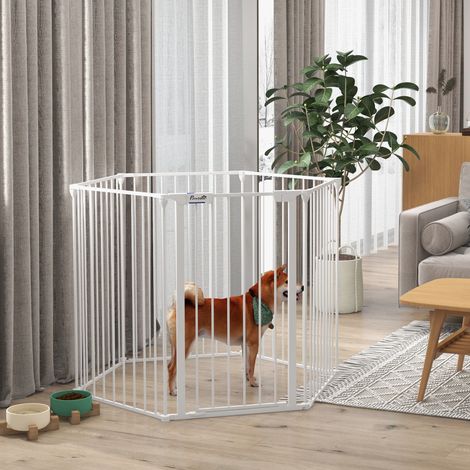 Box per cuccioli, design modulare, pieghevole, struttura in acciaio, per uso interno, bianco, 90 x 123 x 102 cm