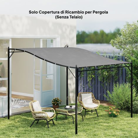 Bâche de rechange pour pergola de jardin 3x3m avec 16 trous de drainage. 297x297cm. Grise.