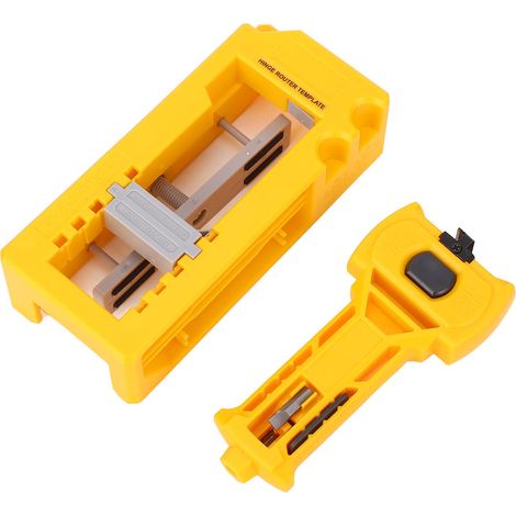 Kit de pose précis pour charnière et loquet de porte, plastique, gabarit réglable, usage domestique, jaune (1/5)
