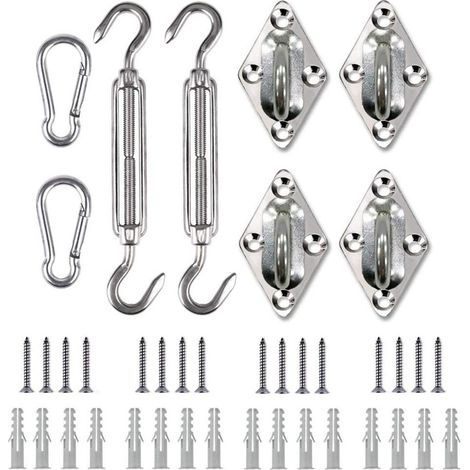 Sunshade Accessories – 304 Stainless Steel Mounting Kit – For Securing Rectangular and Triangular Sunshades for Terrace and Garden (1/5)