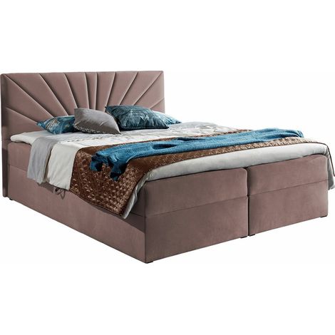 Lit boxspring Pons I, Kronos 27, Double, Continental, 140x200, Tissu, Disponible, 144x208x103cm (1/5)