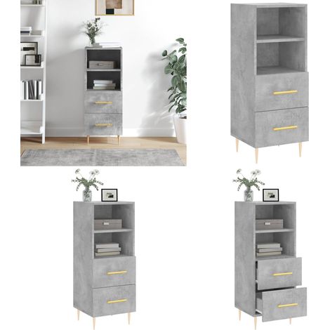 Buffet Gris béton 34,5x34x90 cm Bois d'ingénierie - Buffet Design Moderne - Meuble Rangement Gris - Armoire Salon - Commode Cuisine - Étagère Murale - Home & Living (1/5)