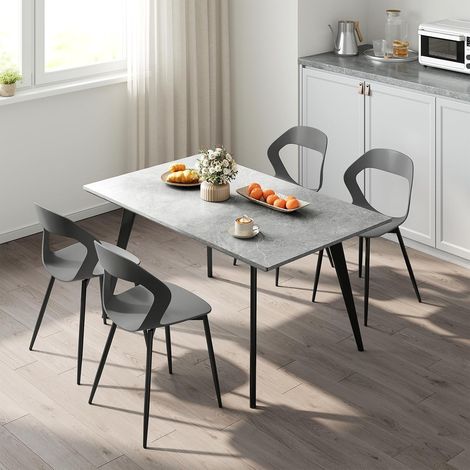 WOLTU Set di 4 Sedie da Pranzo in PP e Metallo Sedie da Cucina Sedia da Salotto per Soggiorno, Grigio