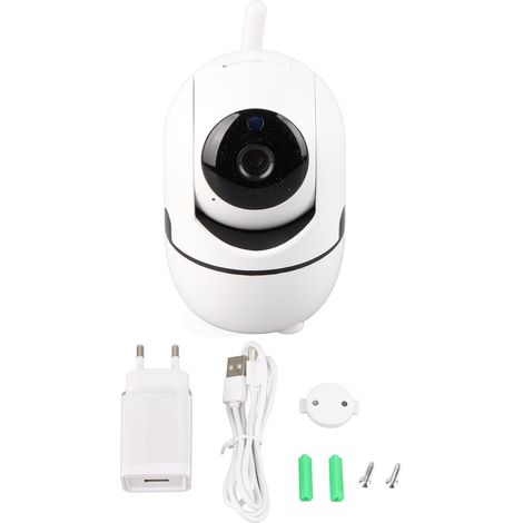 Caméra WiFi Bébé 360° Rotation 1080P Vision Nocturne Zoom Inclinable pour Maison Blanc 100‑240V Prise EU (1/5)
