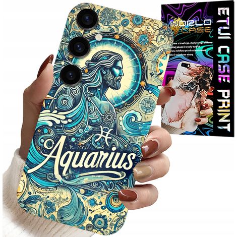 Custodia per Samsung Galaxy S25 - segno zodiacale, Acquario, retro con astronomia (1/5)