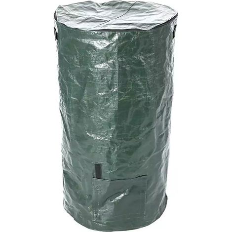 Sac à compost de jardin en polyéthylène, imperméable, pliable, léger, grande capacité, réutilisable, avec fermeture éclair, 34 gallons (environ 129 litres), 45 x 80 cm / 17,7 x 31,5 pouces (environ 17 (1/5)