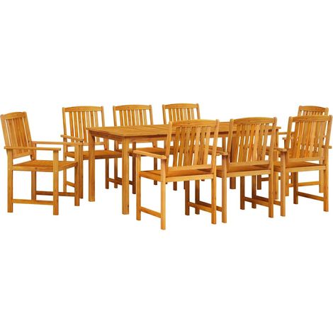 Maison Exclusive - Garten Essgruppe 9 pcs Braun Massivholz Akazie