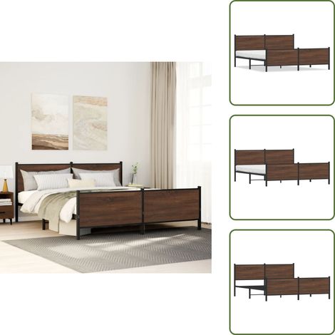 Cadre de lit en métal sans matelas chêne marron 200x200 cm - Cadre De Lit - Cadres De Lit - Lit Double - Lit (1/5)