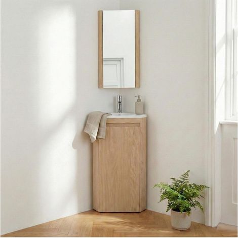 Mueble lavabo de esquina SORRENTO con patas, grifo y mueble