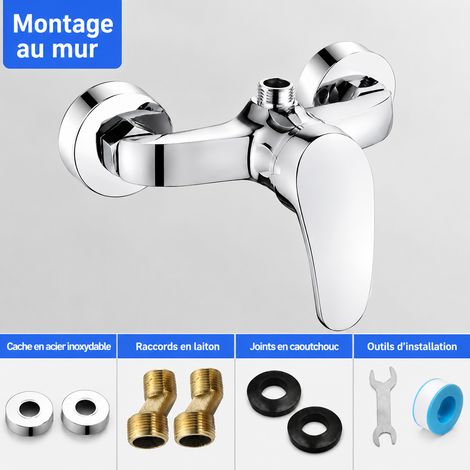 Mitigeur Douche Bain Robinet en Cuivre avec Sortie Vers le Haut avec Accessoires Mural 500 g – Livraison gratuite