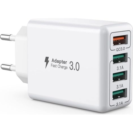 Caricatore USB, adattatore di ricarica USB a 4 porte, compatibile con ricarica intelligente da 33 W tramite QC 3.0, caricabatterie multiporta (1/5)