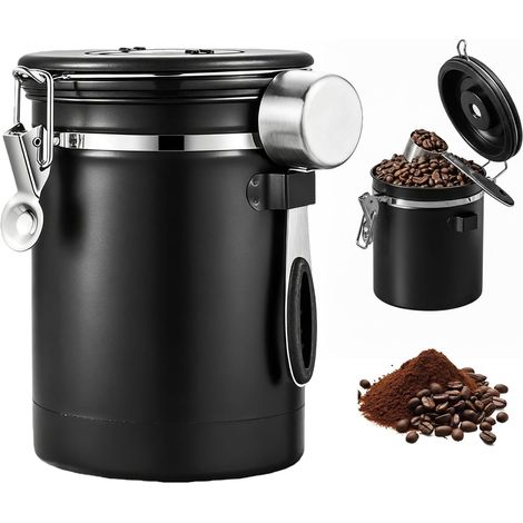 Bote hermético de acero inoxidable de 2,8 litros con indicador de fecha y hervidor medidor, para granos de café y hojas de té.