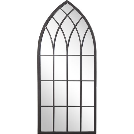 Espejo de pared de metal negro 50 x 115 cm efecto envejecido forma de ventana vintage Cassel