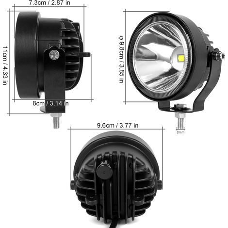 Due luci a LED da 4 pollici per fuoristrada, SUV 4x4, sistemi di guida autonoma, fendinebbia e luci di lavoro a LED luce bianca 12V/24V, 6000k (1/4)
