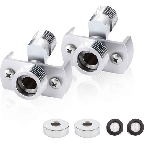 Adaptateur pour robinet de douche, lot de 2 adaptateurs, adaptateur long et réglable, pour ajuster le débit d'eau, résout les fuites d'eau (1/5)