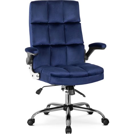 Sedia da ufficio moderna girevole in velluto blu navy di Londra (1/5)