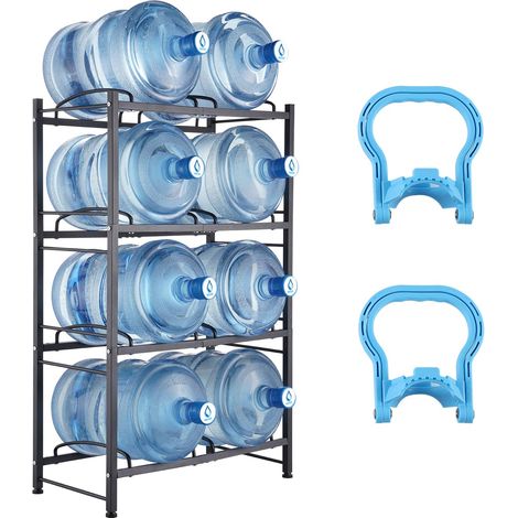 VEVOR Portabottiglie a 4 Livelli, Portabottiglie in Ferro da 18,9 L, Portabottiglie a Doppio Livello per 8 Bottiglie, Portabrocche per Acqua Resistente per Cucina, Ufficio, Soggiorno, Argento (1/5)