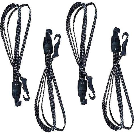 Sangles Élastiques pour Bagages,4 Pcs Tendeurs Elastique avec Crochets Robustes Sangle de Vélo Elastique Tendeurs Plats Elastique avec Crochets pour Moto Fixation de Casque Bagages Sac en Bandoulière (1/5)