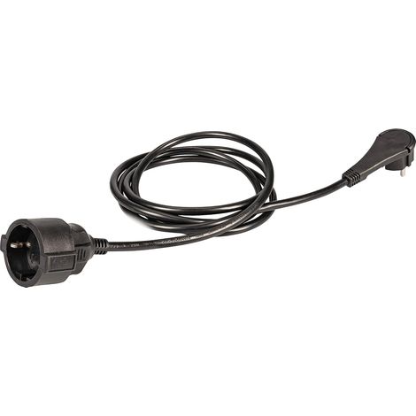 Rallonge en Plastique avec fiche Plate 2 m - pour intérieur (IP20) - Coupleur Schuko - Noir (1/5)