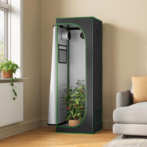 WOLTU Growzelt Gewächshaus Growbox Pflanzenzelt Zuchtzelt Zuchtschrank mit Belüftungsöffnungen Beobachtungsfenstern, für Balkon Garage, 60x60x180 cm, Schwarz (1/5)