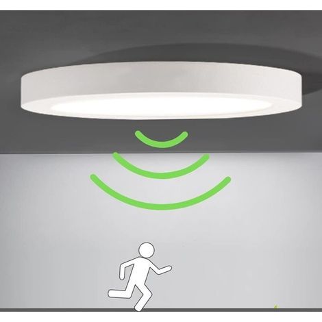 Plafonnier LED avec Détecteur de Mouvement pour Balcon, Garage, Entrée ou Couloir – 1200 lm, Blanc Froid 6000 K, Ø22 cm, Facile à Installer (1/4)