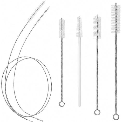 6 Pièces Brosse Nettoyage Flexible Set, 2 Brosses De Tuyau Longue 100cm + 4 Brosses Courtes, pour Goupillon Fin, Nettoyer Les Cannes, Pailles, Bouteilles, Multifonctions (1/5)
