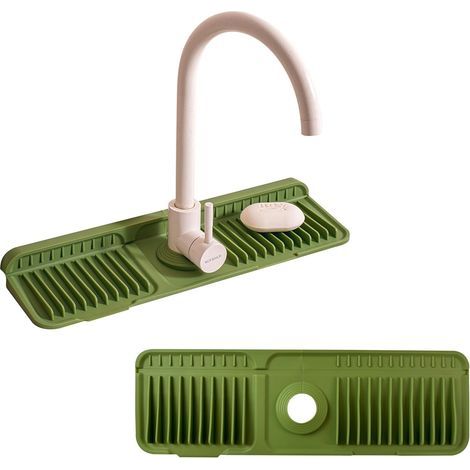 Paraspruzzi in silicone da 45 cm - Tappetino multiuso per lavello, inclinazione 5°, pieghevole (verde) (1/5)