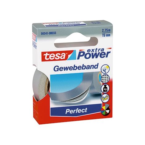 Tesa Gewebekleb. 2,75m x 19mm extra Power grau Perfekt 56341 Gewebeklebeband