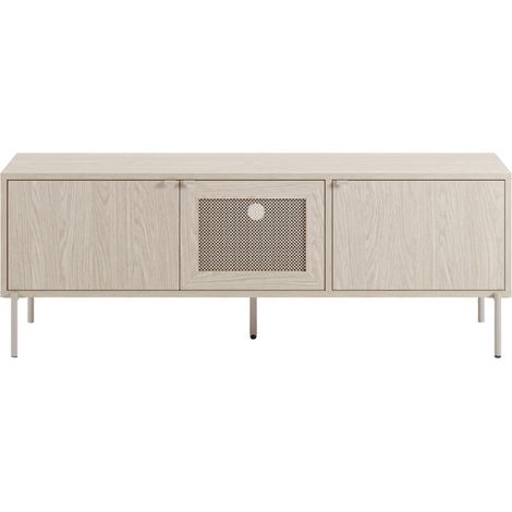 VIRA - Meuble TV 140cm en mélamine Beige (1/5)
