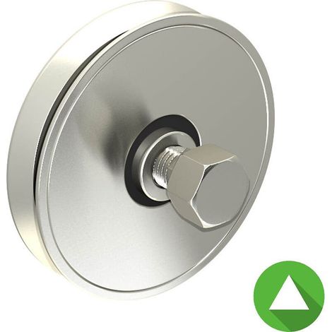Roue à gorge en V 58 mm – Acier zingué blanc – Charge 100 kg – Pour portail coulissant jusqu'à 200 kg – 1 unité (1/2)