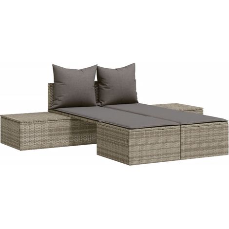 Maison Exclusive - Lettino Prendisole Doppio con Cuscini Grigio in Polyrattan