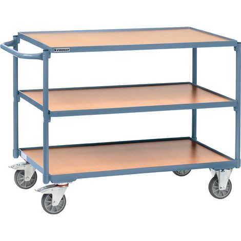 Carrello da tavolo 3 zone di carico L1000xP600mm blu Trgf.300kg maniglia di spinta in orizzontale