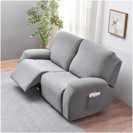 Housse de Fauteuil Relax - Extensible - Gris Clair - Tissu Jacquard - 6-Pièces