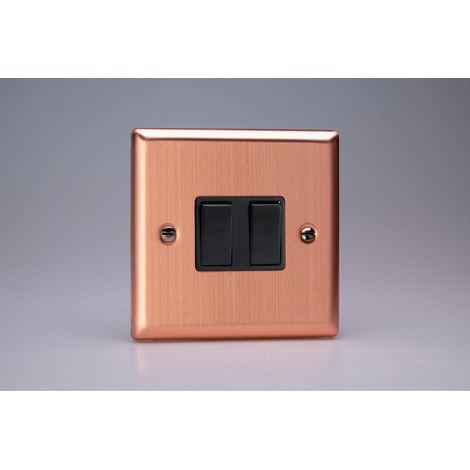Brushed Copper 2-Gang Rocker Switch  Varilight 10A (1/2)