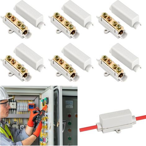 6 Pièces Bornier, Bornier Electrique en Laiton, Bornier de Fil avec Coque ABS, 100A, 1000V, Adapté pour Connecteur de Fil de 2,5 à 16mm² (1/5)