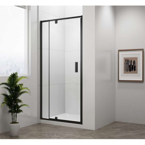 Polysan Easy Black - Porta doccia pivottante 88-102x190 cm, vetro trasparente/nero opaco EL1715B (1/5)