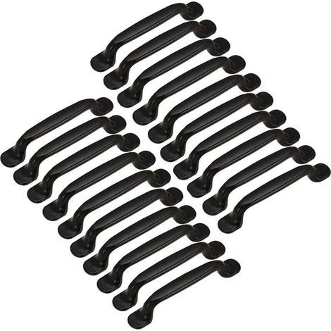 20x Tirador de Puerta para Cocina, Armario, Alacena y Cajón, Dormitorio, Muebles, Distancia entre centros 128mm, Aluminio Negro (1/5)